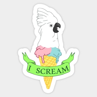 ice cream umbrella cockatoo i scream Sticker